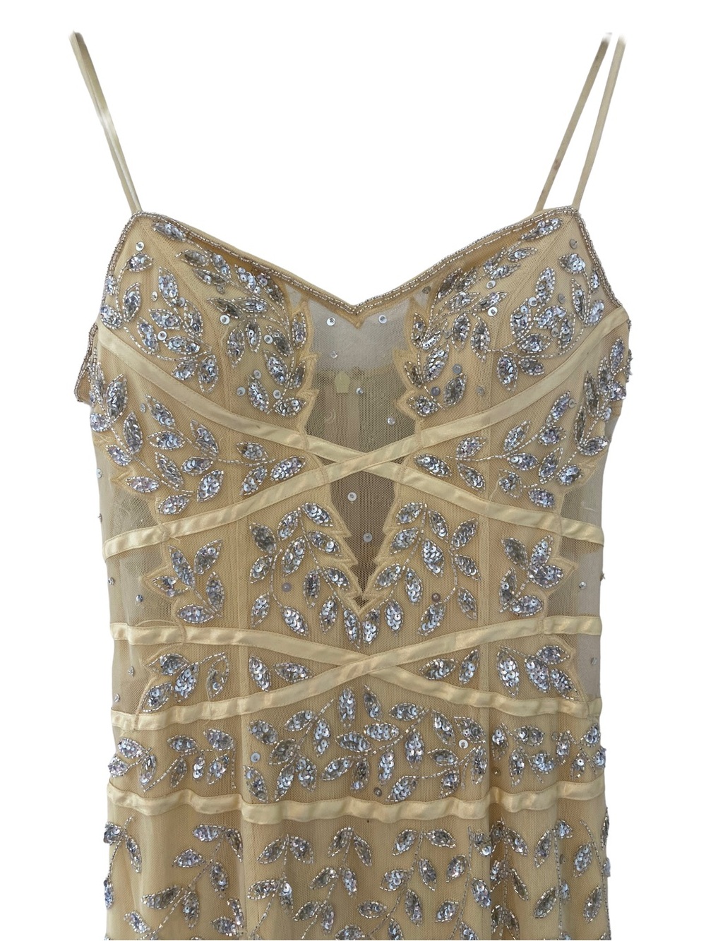 Cache Vintage Y2K Butter Yellow Beaded Formal Dress - Picture 2 of 7
